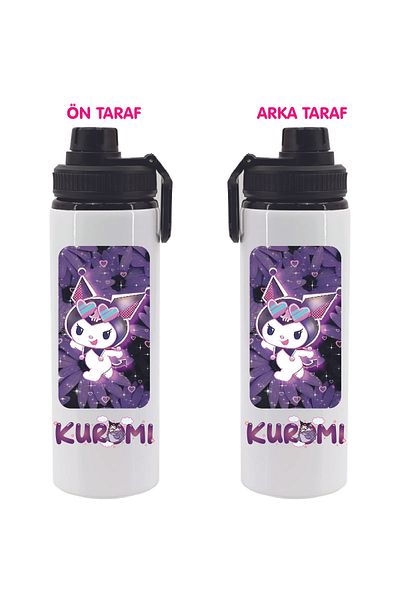 DKDZ SHOP Kuromi Printed Black Metal Water 850ml. Number 011