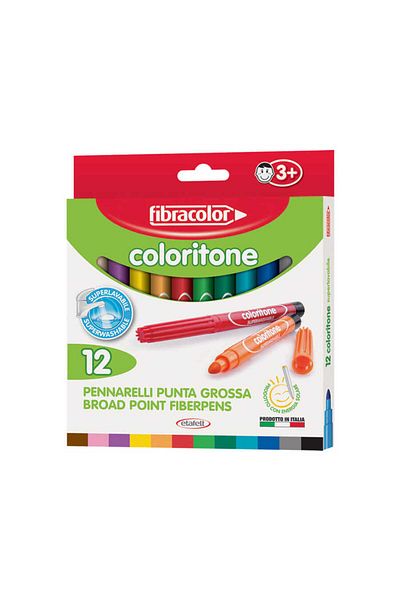 Fibracolor Coloritone Thick Felt Tip Pen 12 Colors