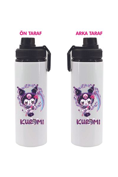 DKDZ SHOP Kuromi Printed Metal Water Bottle Black 850ml.-012