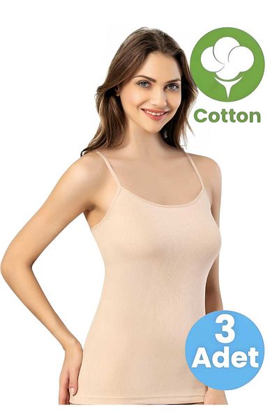 Tezzgelsin Women's 3-Piece Rope Strap Report Ribbed Tank Top