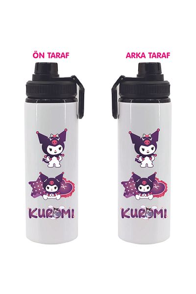 DKDZ SHOP Kuromiii Printed Metal Water Bottle Black 850ml.-020