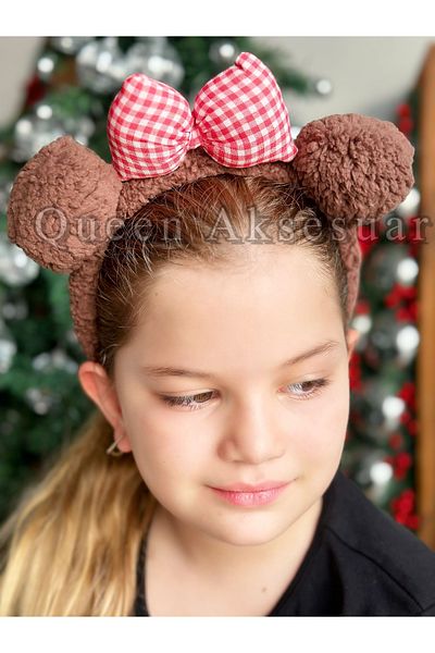 QUEEN AKSESUAR Cute Teddy Poodle Dog Ear Crown Trend Fashion Bow Romper Brown Red