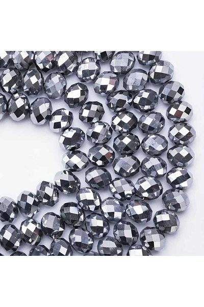 yiğit aksesuar 8 mm 5 Strand Silver Crystal Bead Rosary Bead