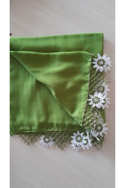 Papatyam Handcrafted Needlepoint Embroidered Writing 2 Edges Vintage 85X85 Polyester