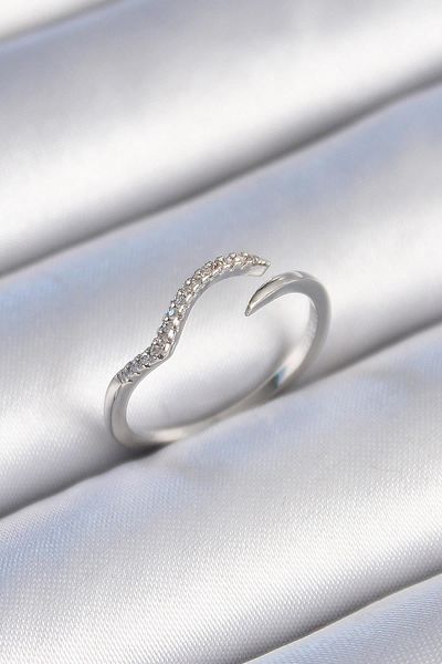Clariss Brass Silver Color Zircon Stone Women's Ring