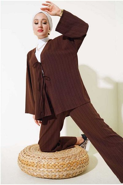 MODA VEDAT Women's Tie Front Double Suit