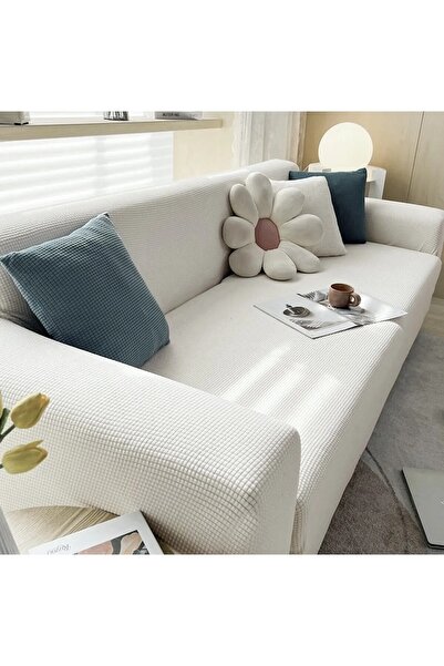 zilale Likrali Streç Lastikli Esnek Yikanabilir Kare Desen 3Kişilik Likrali Kotuk Örtüsü