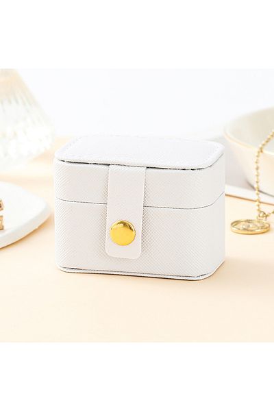 Choice WHITE Mini Portable Small Jewelry Storage Bag Travel Simple Leather Ring Necklace Earrings Storage B