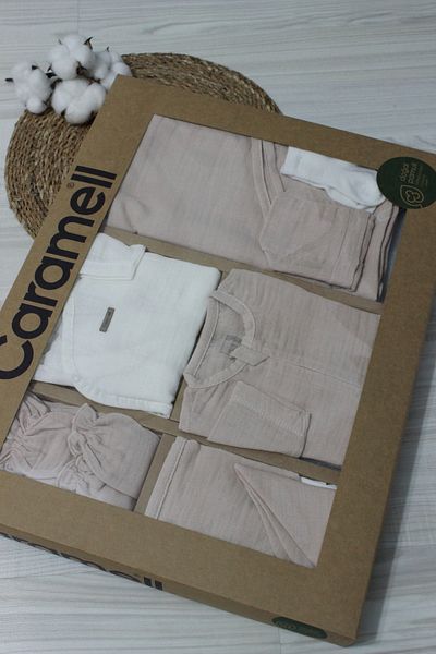 Caramell Cotton Peel Müşmel 100%, Hospital Output Set of 10 - Summer Season