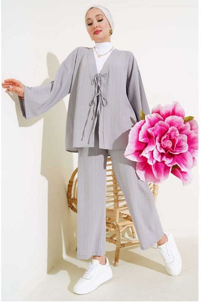 MODA VEDAT Women's Tie Front Double Suit