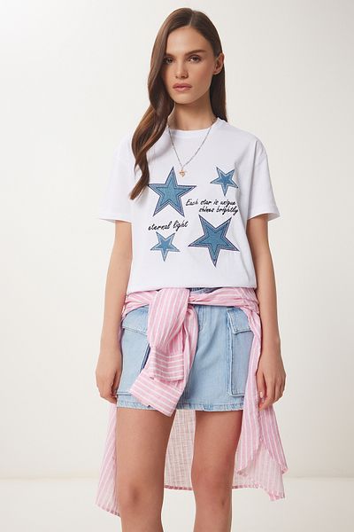 Lovelyİstanbul Tricou tricotat cu stea alb (LMP0008)