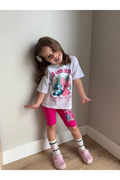 NOBLEKIDS "ليلو وستيتش" بدلة مزدوجة مع شورت وردي