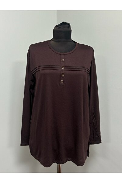 ÖZDEV Γυναικεία μπλούζα Rikra Mother χτενισμένη βαμβακερή με ρίγες και λεπτομέρεια με κουμπιά για ηλικίες μέσης και άνω των 30 ετών