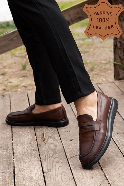 MY GROSS SHOES Ανδρικά Καφέ Γνήσιο Δερμάτινο Ορθοπεδικά Παπούτσια Κλασικά Πολυ Σόλα