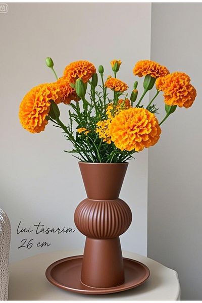 Lui Tasarım Long Brown Bohemian Large Size Ceramic Nordic Style Stylish Simple Nordic Style Vase Ceramic 26cm