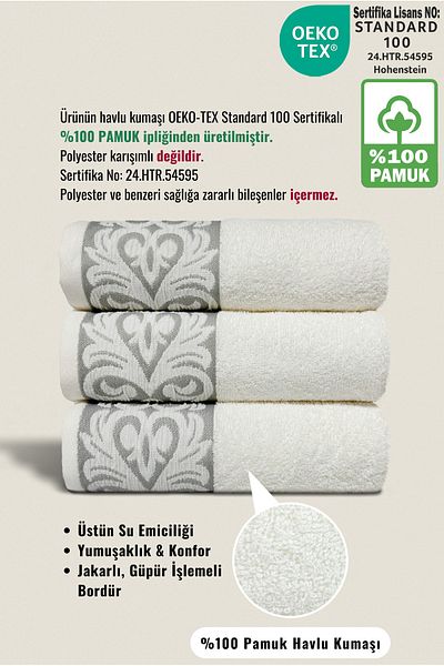 Ellaline Set de prosoape ROMA 3 piese 100% bumbac certificat, prosop de bucătărie pentru față, brodat jacquard 60x100cm
