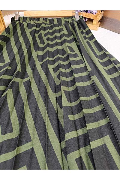 ALMİNA Half Lined Summer Crepe Fabric Pleated Skirt