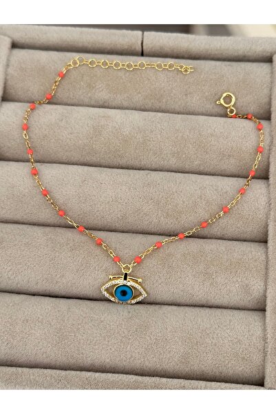 emy by emel luxury silver jewelry Halhal-Altın Kaplama Turuncu Mineli Zincirl...