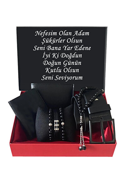 expreshediye Eşe Doğum Günü Hediye Cüzdan Kemer 3 Bileklik Kartlık Tesbih