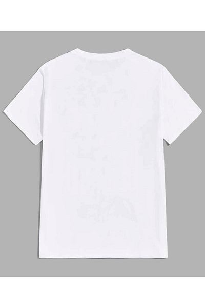 VBSVİBES Cherrıes Cosmos Printed Single Jersey Λευκό T-Shirt - Oversize T-Shirt με λαιμόκοψη
