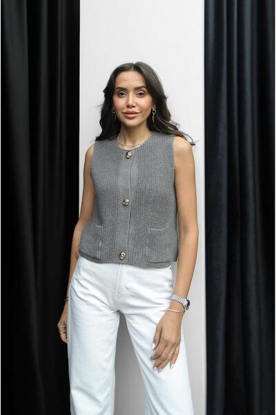 Havoş Gray Knitwear Blouse Vest