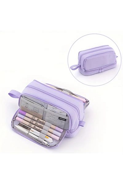 ada çanta kırtasiye 4 Compartment Large Capacity Pencil Case *** Lilac***Ad5913