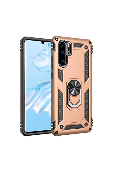 TechTrove Huawei P30 Pro Kılıf Yüzüklü Stand Olabilen Magnetic Tpu Tank Kapak