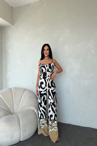 LİLA İSTANBUL Strappy Slit Detailed Double Suit Summer Dress