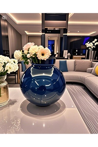Lui Tasarım Özel Tasarım Modern Sade Şık Zarif Mavi Vazo 22*24*11