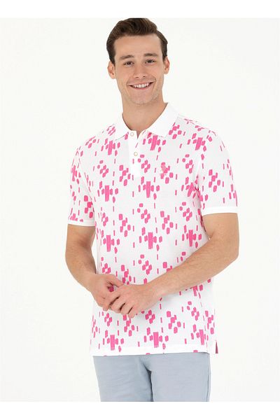 U.S. Polo Assn. SUA Polo Assn. Tricou pentru bărbați cu guler polo roz MODENA