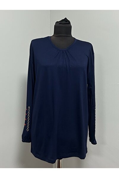 ÖZDEV Bluză pentru femei Rikralı Mother din bumbac pieptănat cu mâneci brodat...