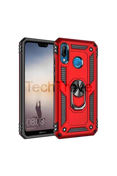 TechTrove Huawei P20 Lite Kılıf Yüzüklü Stand Olabilen Magnetic Tpu Tank Kapak