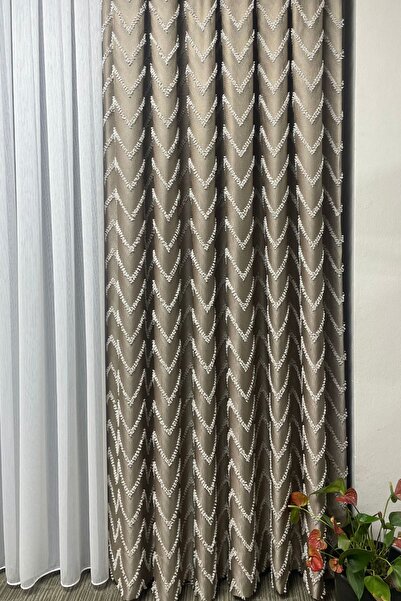 Koral Sakallı Fon Perde ( 2 Kanat ) -sık Pile -vizon Renk -yeni Sezon