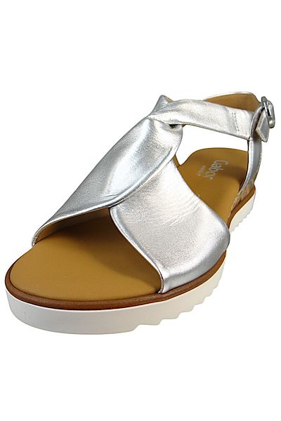GABOR Damen Sandalen G-weite 62.751 Silberfarben 10 Silber Leder