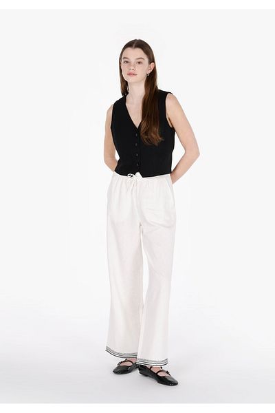 Colin's Regular Fit High Waist Wide Leg Women's White Trousers