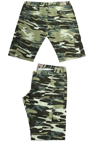 marufshop Men's Large Size Well Fitting Khaki Color Dekons Camouflage Shorts Suitable for 110 Kilos-150 Kilos
