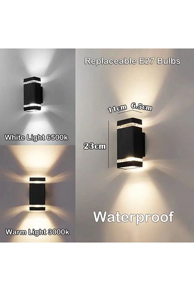 Choice E27 Base Square Type A Cold Light Bulb LED Outdoor Wall Lights E27 Up Down Exterior Wall Sconce IP65