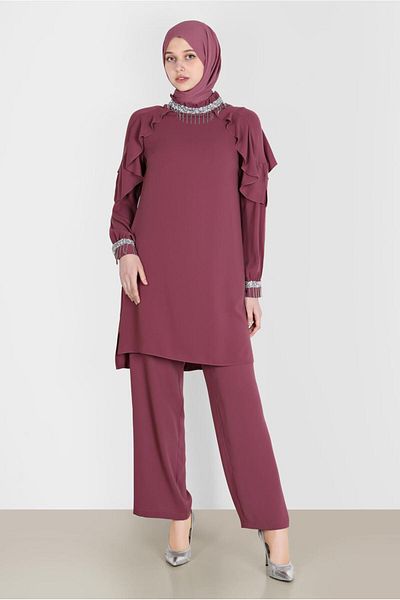 Alvina Flounced Tassel Detailed Double Pants Set - 30259