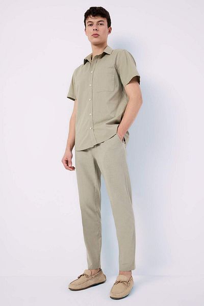 DeFacto 100% βαμβακερό λινό look Summer Jogger Παντελόνι Skinny Leg Μέση με κορδόνια Ελαστική τσέπη Z6475az25sp