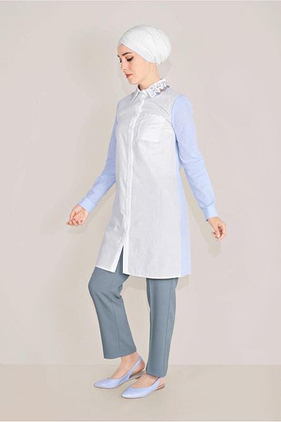 Alvina 40596 Model Broderie Detaliată Tunica Bumbac