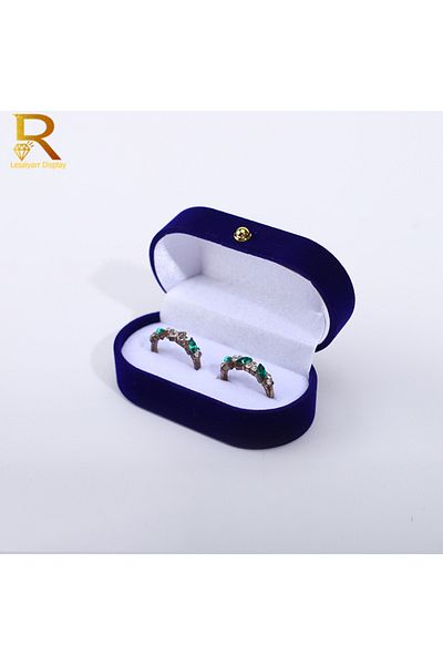 Choice Dark Blue Velvet Trinket Box Ring Box Jewelry Organizer Double Rings Boxjewelry Box Wedding Gift Box