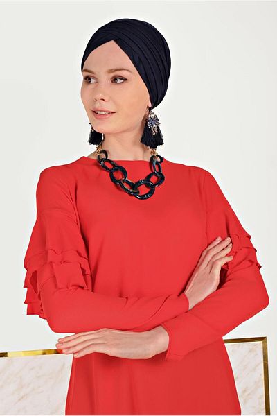 TRENDTESETTÜR بلوزة نسائية حمراء (A.RED) بأكمام واسعة 40477