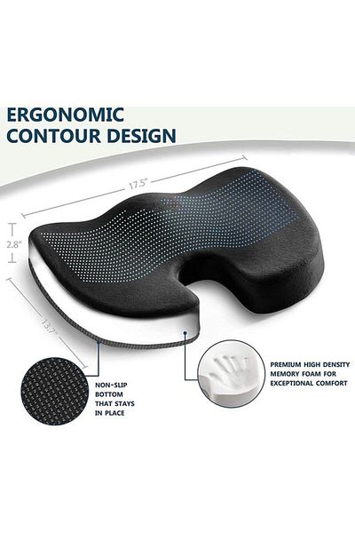 COOYA Gel Enhanced Seat Memory Foam Cushion Pad Black 35x45x7.5cm