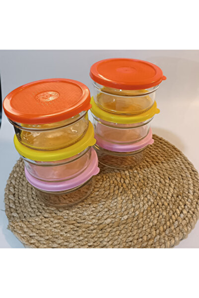 ÇAYLAR AVM Thick Glass Bowl with 6 Colored Lids - Breakfast Jam Bowl Snack St...