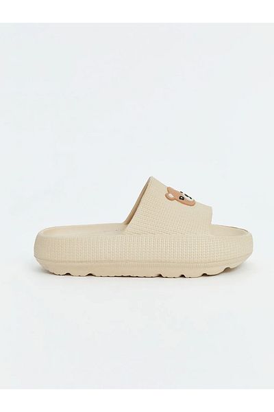 LC Waikiki Lcw Steps Beige 3D Detailed Printed Girl's Slippers