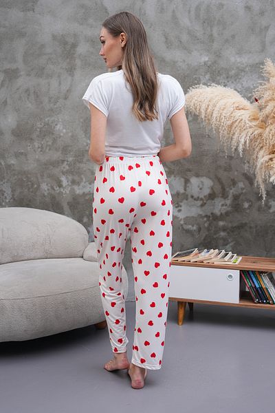 Arvin Pijama Pantaloni de pijama Milans cu talie înaltă imprimați cu inimă pentru femei