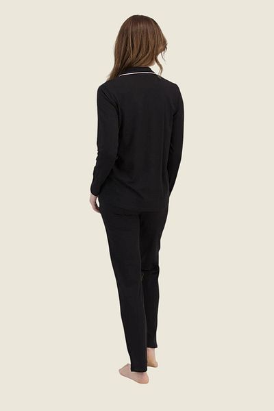 Pierre Cardin Women's Black Shirt Collar Modal Cotton Boxed Pajamas Set