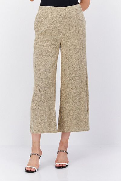 THEORY Women Petite Textured Pull-On Wide Leg Palazzo Pants, Tan