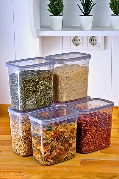 LiderGlobal 6-Piece 12-Piece Rectangular 2-Liter Food Grocery Storage Container Dowry Set with 20 Labels Gift