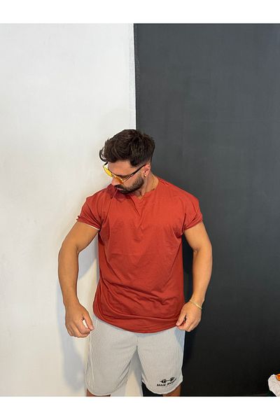 Bas Body FitnessWear Narrow Sleeve Oversize 100% Cotton Unprinted V-Neck Fitness Sports T-Shirt Suitable for Daily Use